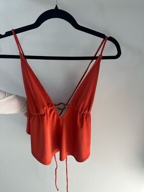 Urban Outfitters Red V-Neck Ring-Front Strappy Camisole